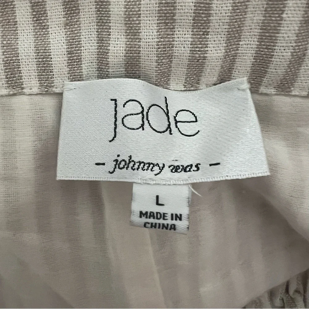 Johnny Was Jade Ciana Eyelet Embroidered Inset Paper Bag Shorts Tan/White